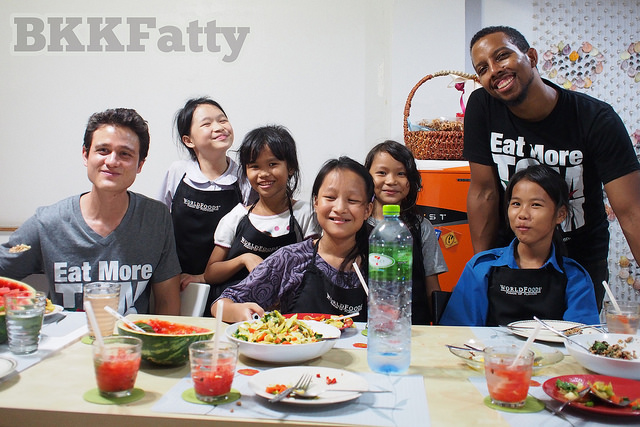 Sitting down for the meal! Sitting down for the meal!